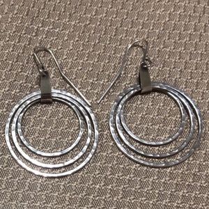 3 Hammered Circles Ear Hooks